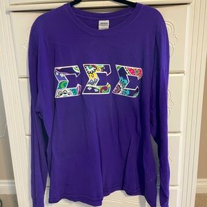 Sigma Sigma Sigma stitched letters long sleeve!